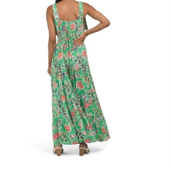 BAND OF GYPSIES Green/navy/pink/off white Sleeveless Floral Maxi Dress NWOT Sz L - Picture 2 of 3